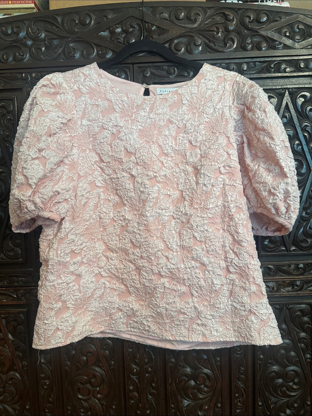 Endless Rose Pink Textured Puff-Sleeve Blouse